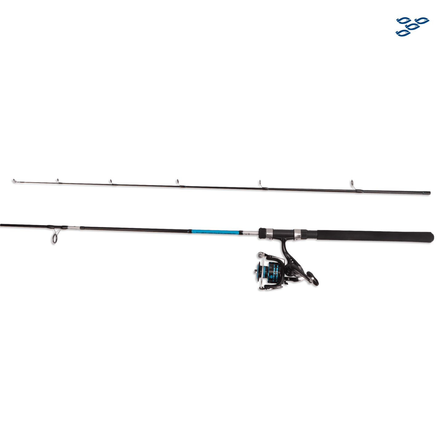 MUSTAD - 2 COMBOS CAÑA Y CARRETE SPINNING “BIG HIT LEGACY COMBO” COLOR AZUL (2 TRAMOS)