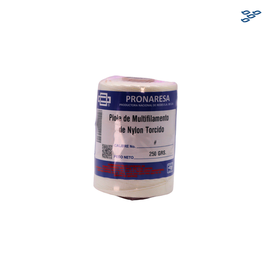 PRONARESA - PIOLA DE MULTIFILAMENTO DE NYLON TORCIDO BLANCA (250 GR)