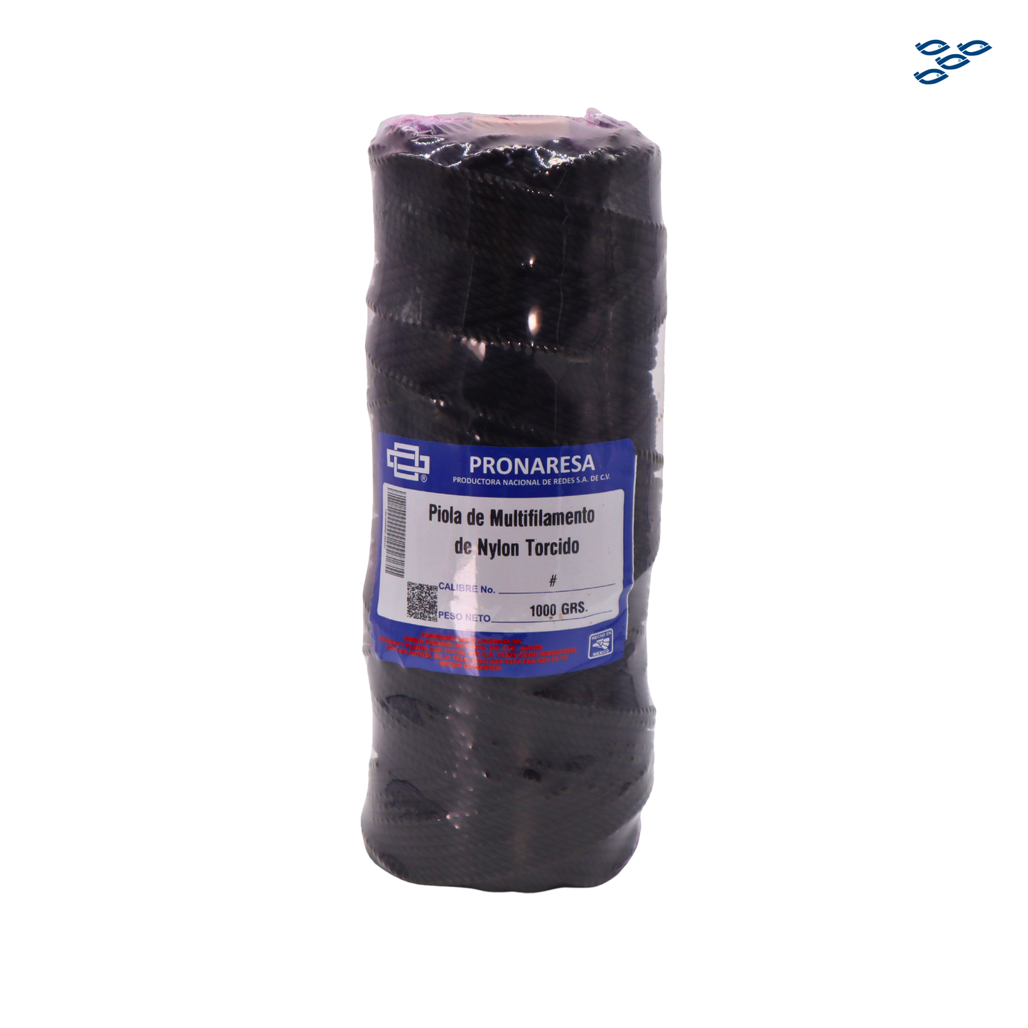 PRONARESA - PIOLA DE MULTIFILAMENTO DE NYLON TORCIDO NEGRA (1 KG)