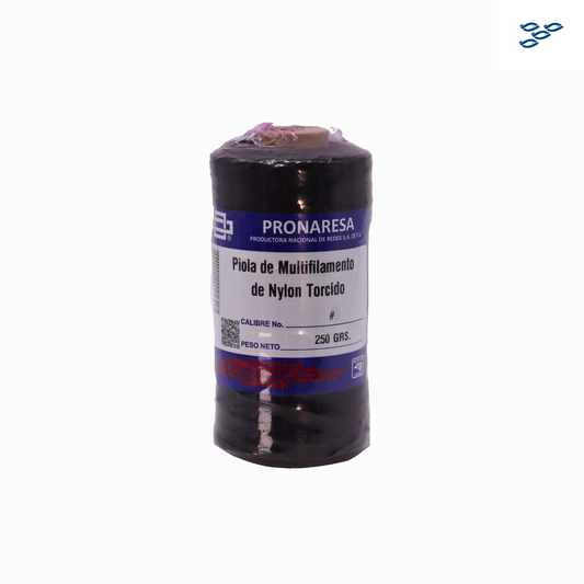 PRONARESA - PIOLA DE MULTIFILAMENTO DE NYLON TORCIDO NEGRA (250 GR)