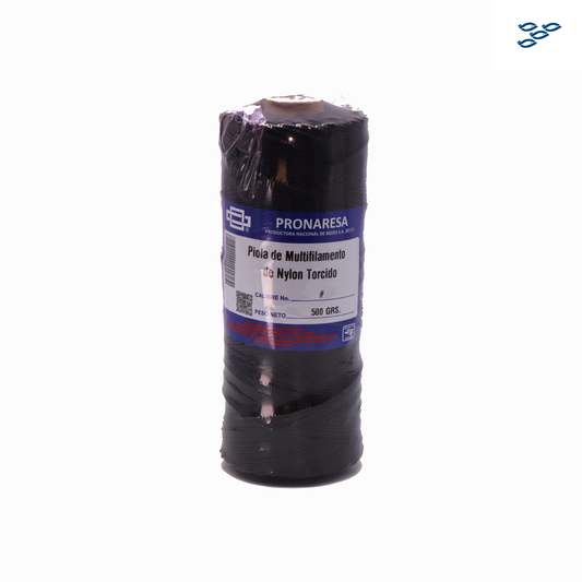 PRONARESA - PIOLA DE MULTIFILAMENTO DE NYLON TORCIDO NEGRA (500 GR)