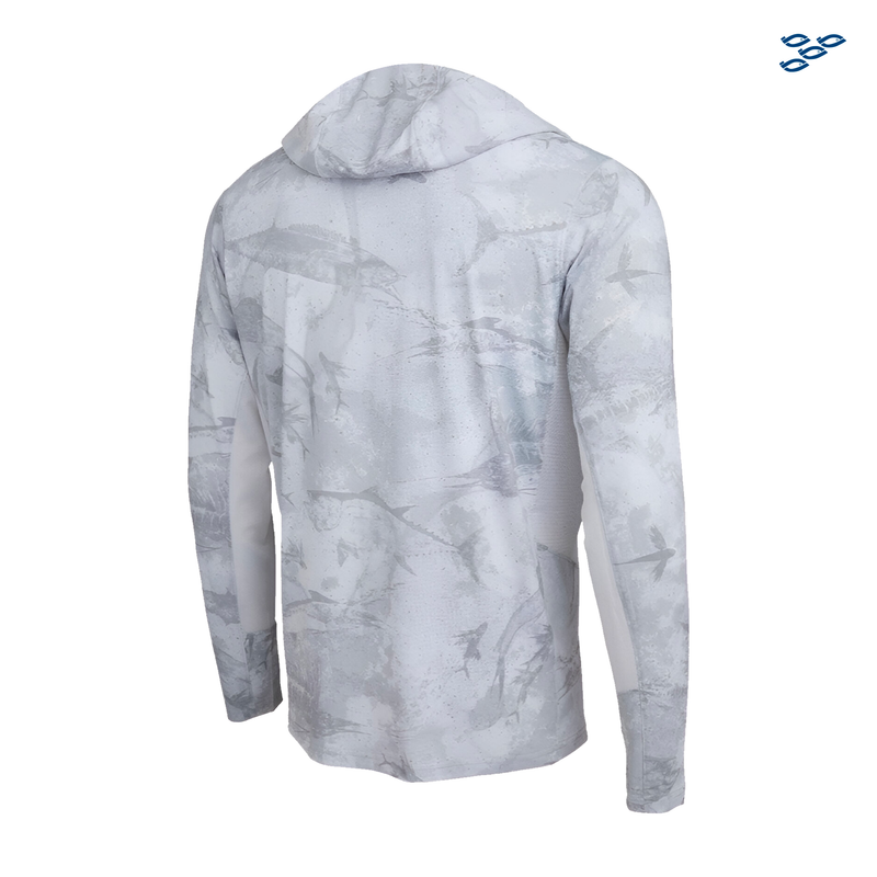 Cargue la imagen en el visor de la galería, PELAGIC - PLAYERA PELAGIC CAPUCHA VAPORTEK HOODED LIGHT GREY
