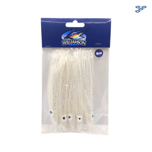 WILLIAMSON - PACK DE 5 SEÑUELOS PULPO/CALAMAR (14CM) BLANCO/PERLA