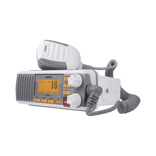 RADIO MARINO VHF / UM385 / 25W / IPX4 / DSC Clase D con GPS / Pantalla LCD / Blanco