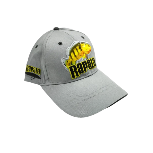 GORRA PARA PESCA RAPALA LOGO PEZ GRIS CLARO