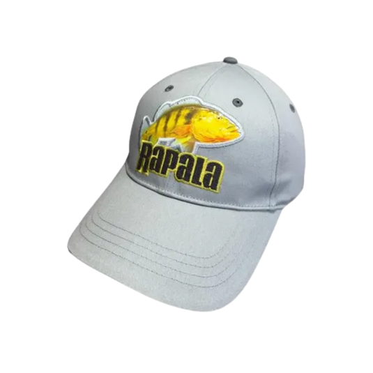 GORRA PARA PESCA RAPALA LOGO PEZ GRIS CLARO