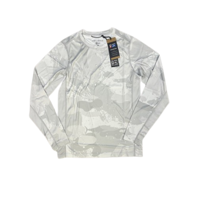 Cargue la imagen en el visor de la galería, PLAYERA PELAGIC M/L VAPORTEK YOUTH BRUSH CAMO LIGTH GREY L
