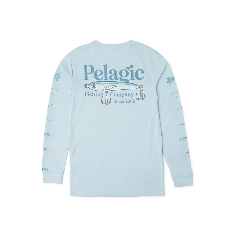 Cargue la imagen en el visor de la galería, PLAYERA PELAGIC M/L  AQUATEK YOUTH STICK EM BLUE FOG M

