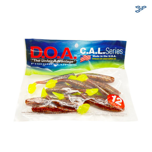 D.O.A. - PACK DE 12 SEÑUELOS DE GOMA (SHAD ROOTBER/CHART TAIL)