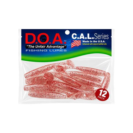 D.O.A. - SEÑUELO P/PESCA DEPORTIVA CLEAR RED GLITTER 12 PACK