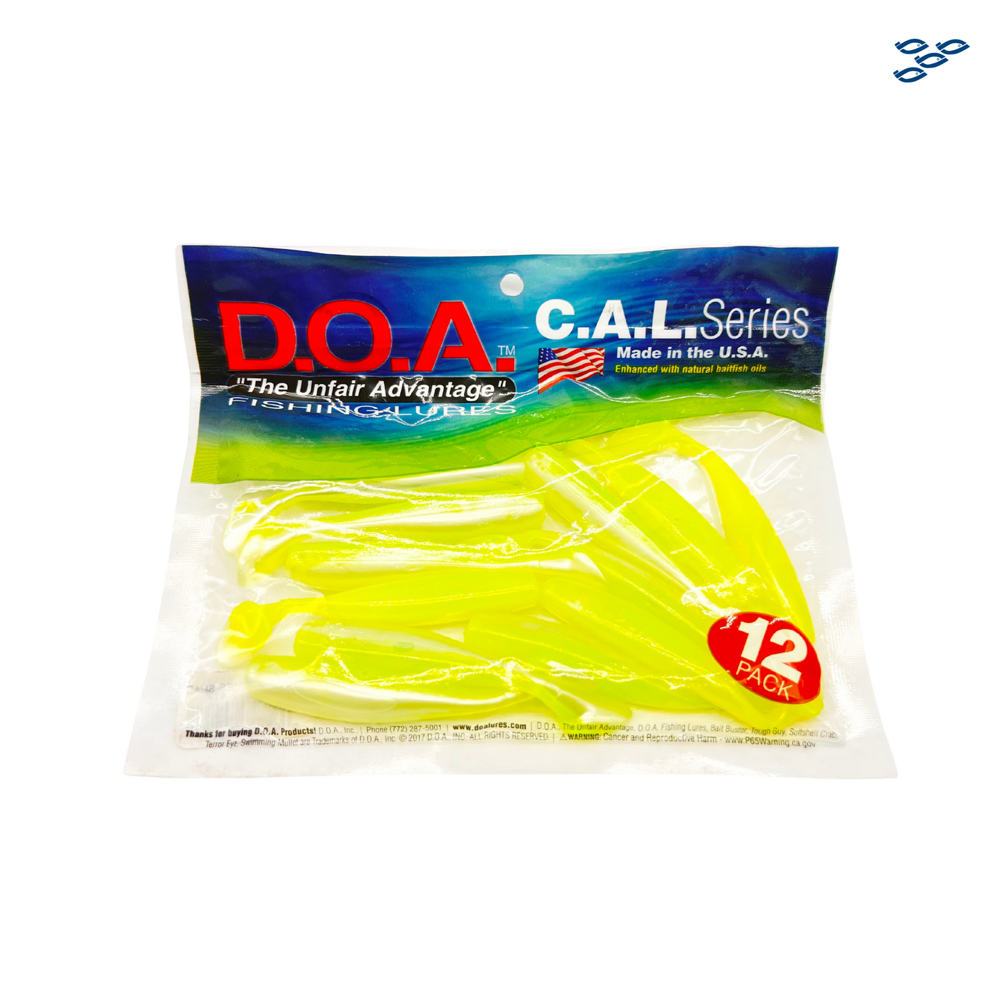 D.O.A. - PACK DE 12 SEÑUELOS DE GOMA (SHAD KEY LIME)