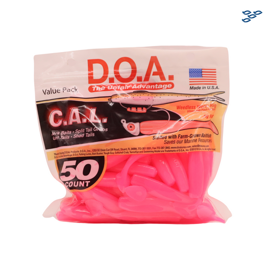 D.O.A. - PACK DE 50 SEÑUELOS DE GOMA (SHAD PINK GLOW)