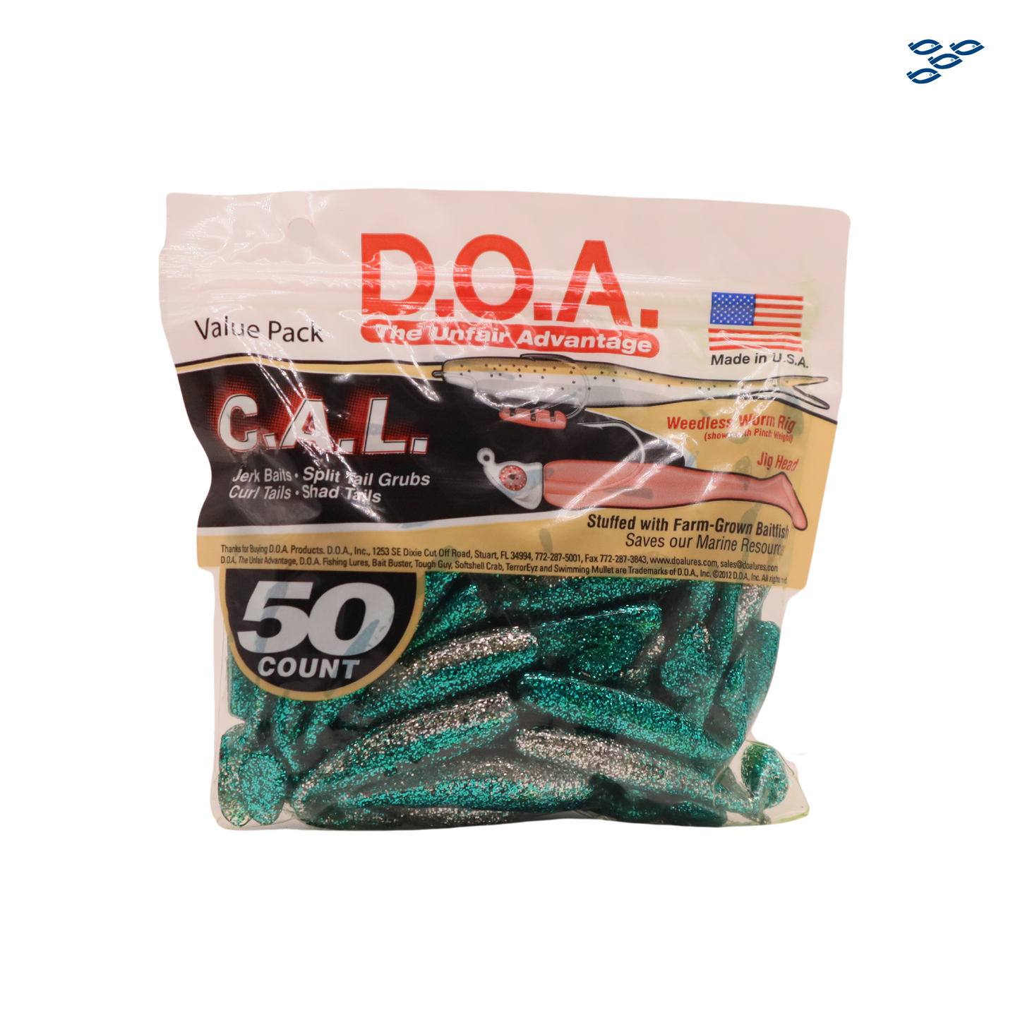 D.O.A. - PACK DE 50 SEÑUELOS DE GOMA (TEAL ICE)