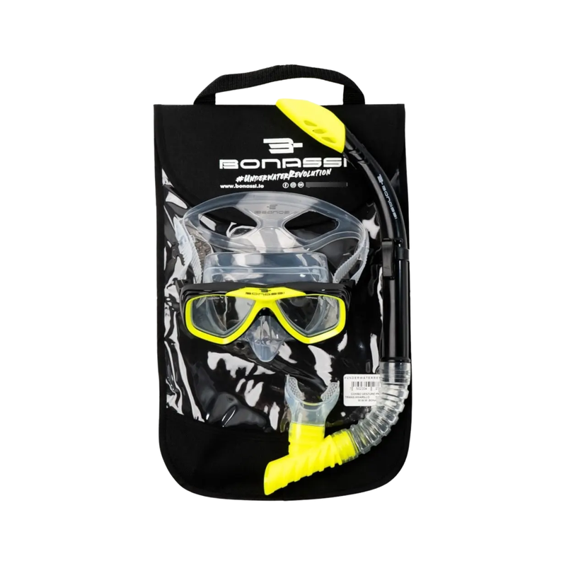 Cargue la imagen en el visor de la galería, BONASSI - COMBO DE BUCEO VENTURE PRO BOLSA NEGRO/AMARILLO
