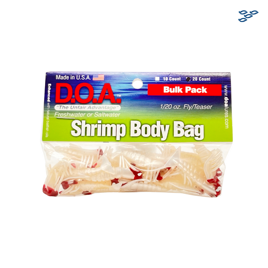 D.O.A. - PACK DE 12 SEÑUELOS DE MOSCA DE GOMA (PEARL/RED HEAD)