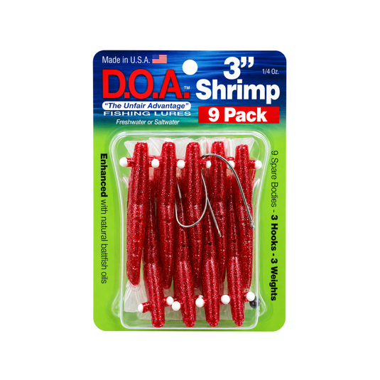 SEÑUELO DOA 3" SHRIMP RED SILVER WHITE TAIL