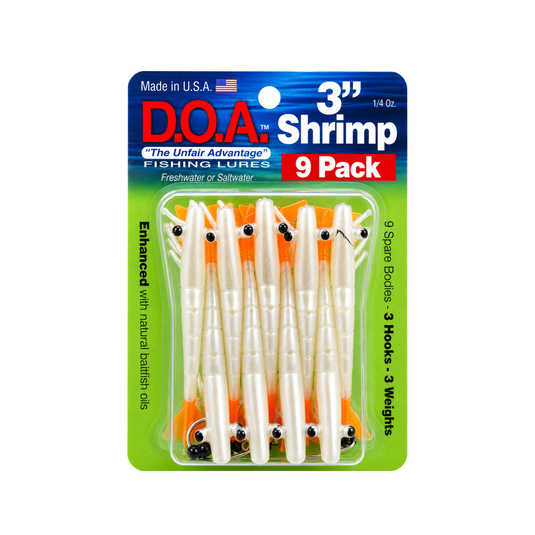 SEÑUELO DOA 3" SHRIMP PEARL FIRE TAIL