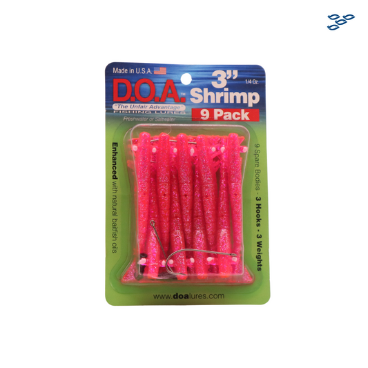 D.O.A. - PACK DE 9 SEÑUELOS DE GOMA SHRIMP (PINK SILVER GLITTER)