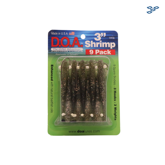 D.O.A. - PACK DE 9 SEÑUELOS DE GOMA SHRIMP (WATERMELON HOLO)