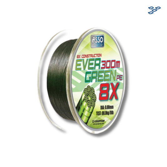 HILO ASSO 8xPE EVERGREEN (0.15mm) 300 MT X 28.6 LB