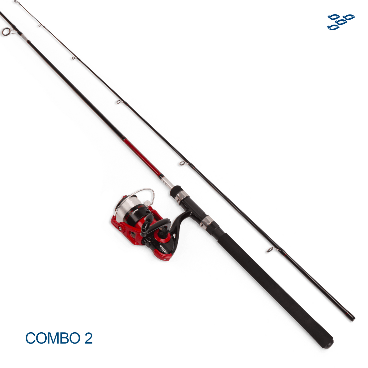 MUSTAD - 2 COMBOS CAÑA Y CARRETE SPINNING “BIG HIT LEGACY COMBO” COLOR ROJO (2 TRAMOS)