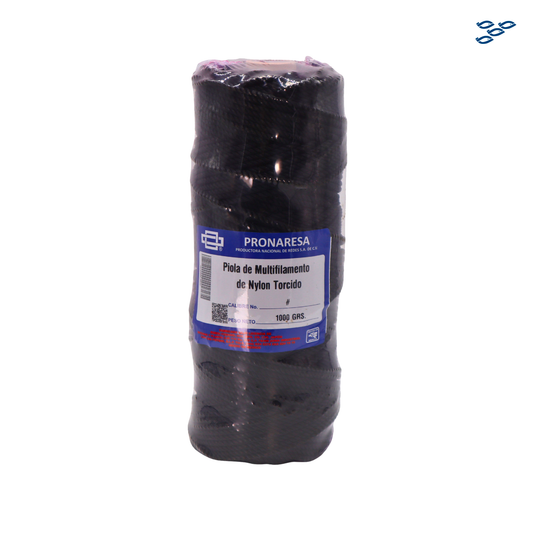 PRONARESA - PIOLA DE MULTIFILAMENTO DE NYLON TORCIDO NEGRA (1 KG)